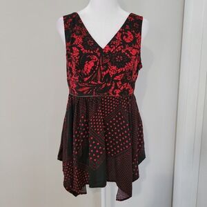 Whimsigoth Babydoll Top MEDIUM Festival Y2K Boho Vamp Lace Up Disney Women